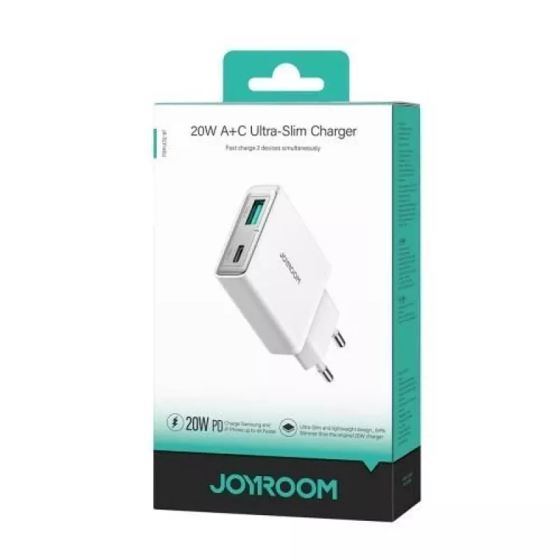 JOYROOM JR-TCF14-WHT 20W PD 3.0 i QC 3.0 Ładowarka ścienna USB z dwoma portami - Biała