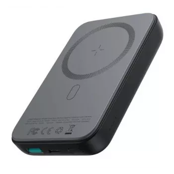 Joyroom JR-W020 20W Mini Magnetyczny Bezprzewodowy Power Bank 10000mAh Czarny z kablem USB na Type-C 0,25m
