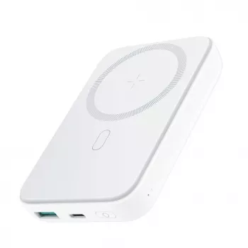 Joyroom JR-W020 20W Mini Magnetyczna Bezprzewodowa Power Bank 10000mAh Biały z kablem USB na Type-C 0,25m