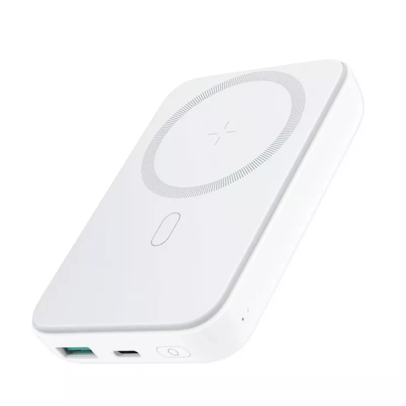 Joyroom JR-W020 20W Mini Magnetyczna Bezprzewodowa Power Bank 10000mAh Biały z kablem USB na Type-C 0,25m