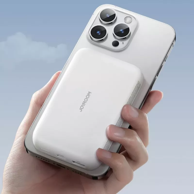 Joyroom JR-W020 20W Mini Magnetyczna Bezprzewodowa Power Bank 10000mAh Biały z kablem USB na Type-C 0,25m