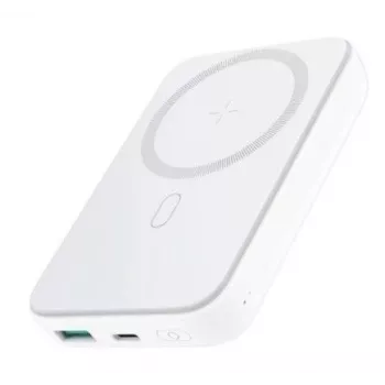 Joyroom JR-W020 20W Mini Magnetyczna Bezprzewodowa Power Bank 10000mAh Biały z kablem USB na Type-C 0,25m