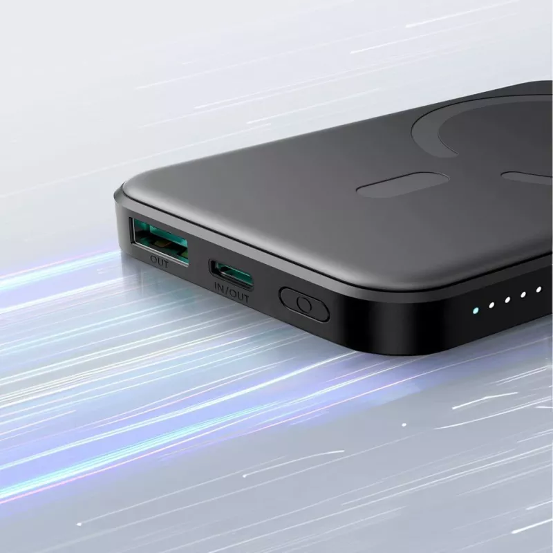 JOYROOM JR-W020 Mini Power Bank 5000mAh 20W USB-A USB-C Ładowanie Bezprzewodowe - Czarny + Kabel USB-C