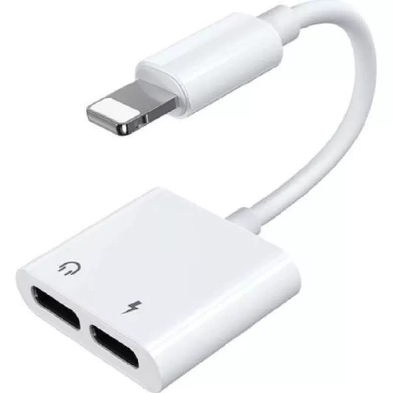 Joyroom Lightning na 2x Lightning Audio i Ładowania Rozdzielacz Adapter Biały (S-Y104)