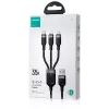 JOYROOM S-1T3018A18 kabel ładujący 3-w-1 USB-A na USB-C/Micro-USB/Lightning, 30cm pleciony nylon, 3.5A, czarny