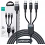 JOYROOM S-1T3018A18 kabel ładujący 3-w-1 USB-A na USB-C/Micro-USB/Lightning, 30cm pleciony nylon, 3.5A, czarny
