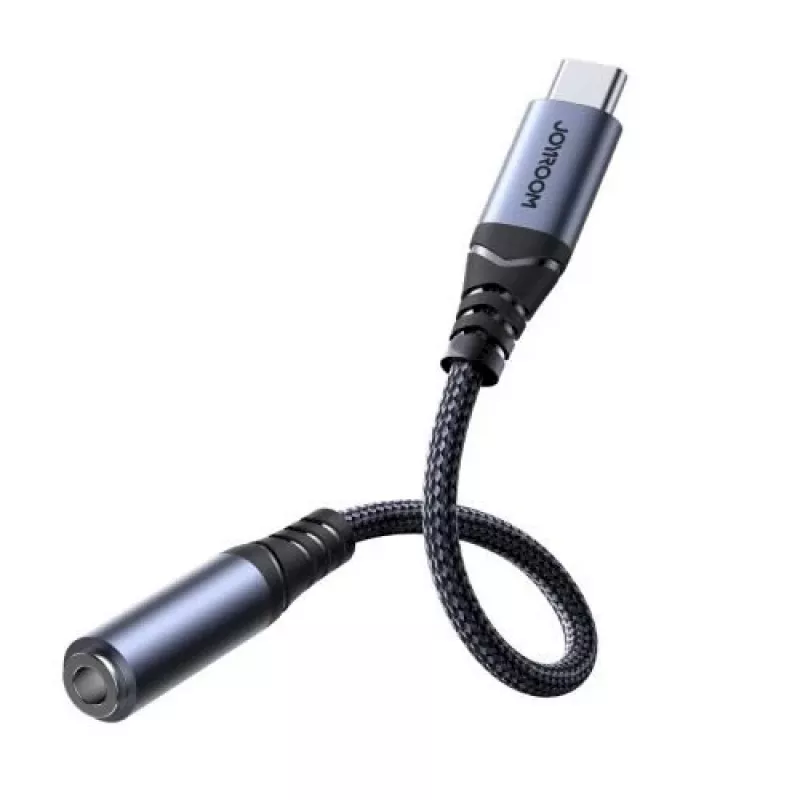 Joyroom SY-C01 USB-C na 3.5mm Adapter Audio z Ładowaniem 60W PD, 0.14m, Czarny