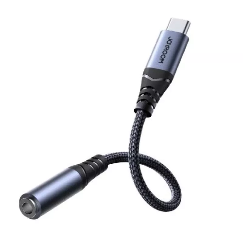 Joyroom SY-C01 USB-C na 3.5mm Adapter Audio z Ładowaniem 60W PD, 0.14m, Czarny