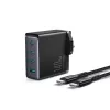 Joyroom Travel Charger GaN Fast Charger (UK) C+C+C+U, 140W, z kablem Type-C na Type-C, PD 240W (1.2m) Czarny