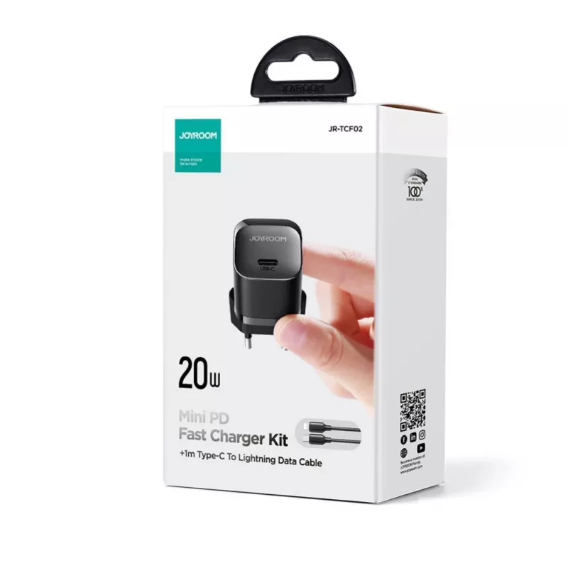 Joyroom USB-C 20W PD Mini Charger z kablem USB-C na Lightning - Czarny