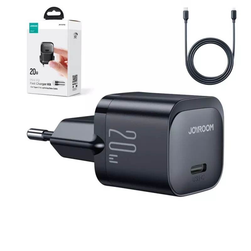Joyroom USB-C 20W PD Mini Charger z kablem USB-C na Lightning - Czarny