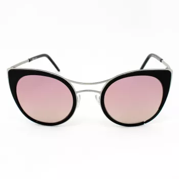 Okulary przeciwsłoneczne JPLUS Woman JP3038-01 - Czarna oprawka acetatowa, szare soczewki poliwęglanowe, ochrona UV400, 51/25/145 mm
