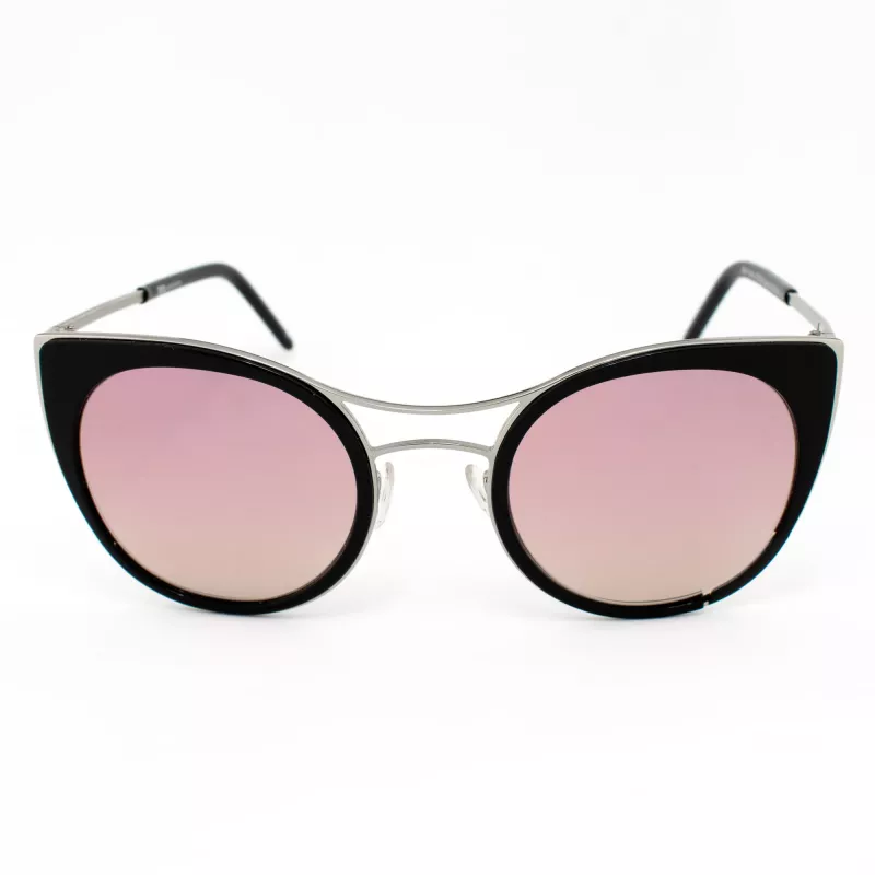 Okulary przeciwsłoneczne JPLUS Woman JP3038-01 - Czarna oprawka acetatowa, szare soczewki poliwęglanowe, ochrona UV400, 51/25/145 mm