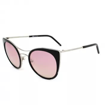 Okulary przeciwsłoneczne JPLUS Woman JP3038-01 - Czarna oprawka acetatowa, szare soczewki poliwęglanowe, ochrona UV400, 51/25/145 mm