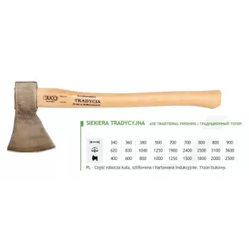 JUCO 33007 Toporek - głowica z kutej stali węglowej 600 g, drewniany trzonek 360 mm