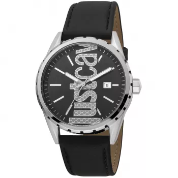 JUST CAVALLI MAN JC1G082L0085 Zegarek Kwarcowy Analogowy 42mm Niebieska Tarcza Niebieski Pasek Skórzany