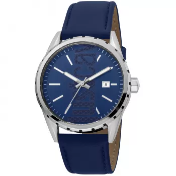 Zegarek JUST CAVALLI MAN JC1G082L0095 42mm Kwarcowy Analogowy Niebieska Tarcza Skórzany Pasek
