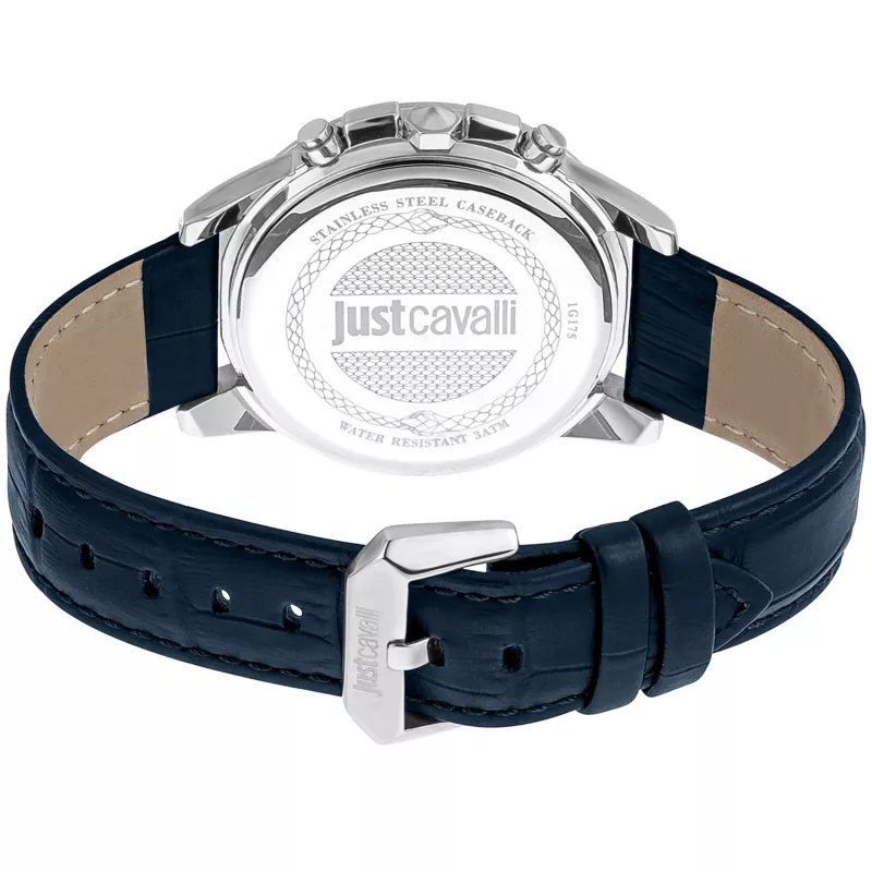 Zegarek JUST CAVALLI MAN JC1G175L0225 42mm Niebieska Tarcza Skórzany Pasek Kwarcowy