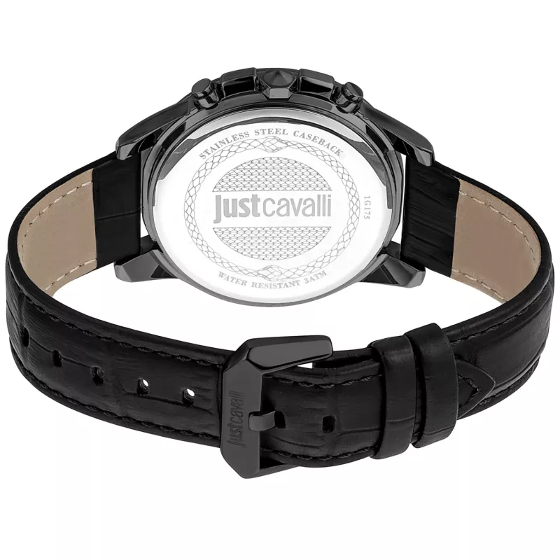 Zegarek JUST CAVALLI MAN JC1G175L0245 42mm Kwarcowy Analogowy Niebieska Tarcza Brązowy Pasek Skórzany