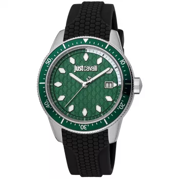 Zegarek JUST CAVALLI MAN JC1G179P0015 42mm Kwarcowy Analogowy - Czarna Tarcza, Skórzany Pasek