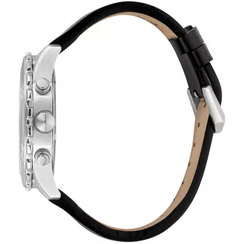 JUST CAVALLI MAN JC1G214L0015 46mm Zegarek Kwarcowy Analogowy Czarna Tarcza Czarny Pasek Skórzany