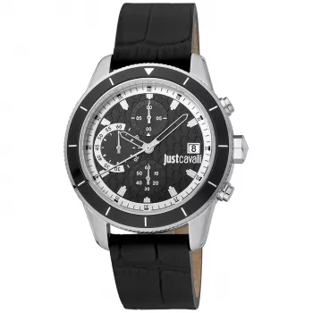 Zegarek JUST CAVALLI MAN JC1G215L0015 42mm Czarna Tarcza Skórzany Pasek