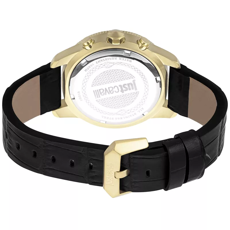 Zegarek JUST CAVALLI MAN JC1G215L0025 (42mm) - Czarna tarcza, skórzany pasek