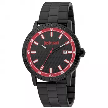 Zegarek JUST CAVALLI MAN JC1G216M0065 42mm Czarna Tarcza Skórzany Pasek Kwarcowy
