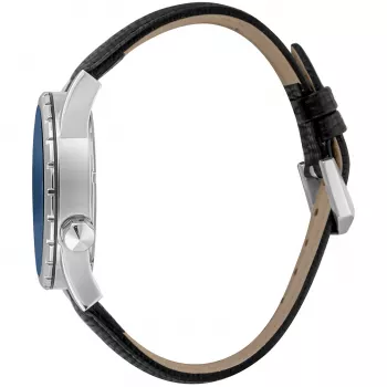 JUST CAVALLI Męski Zegarek Kwarcowy Analogowy JC1G217L0025 42mm Niebieska Tarcza Niebieski Pasek Skórzany
