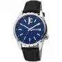 JUST CAVALLI Męski Zegarek Kwarcowy Analogowy JC1G217L0025 42mm Niebieska Tarcza Niebieski Pasek Skórzany