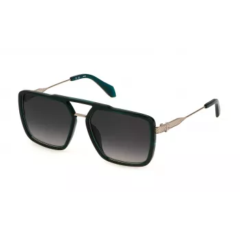 Okulary przeciwsłoneczne JUST CAVALLI męskie SJC040-580G61 - Geometryczna oprawka pełna z tworzywa sztucznego z soczewkami poliwęglanowymi, ochrona UV400, szerokość soczewki 58 mm