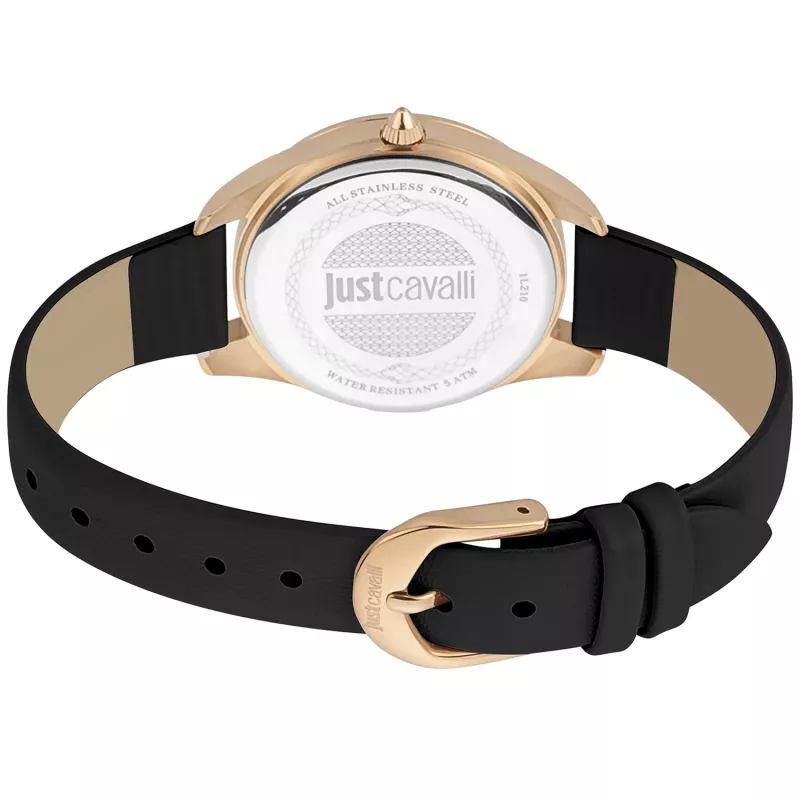 Zegarek damski JUST CAVALLI JC1L210L0025 32mm Kwarcowy Analogowy - Srebrna Tarcza, Brązowa Skóra