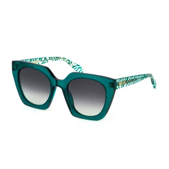 Okulary przeciwsłoneczne JUST CAVALLI damskie SJC088V530998 - prostokątna oprawka acetatowa z soczewkami w kolorze dymnego szarego