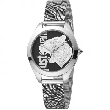 Zegarek damski JUST CAVALLI JC1L210M0045 32mm Srebrna bransoleta mesh z stali szlachetnej Kwarcowy Analogowy