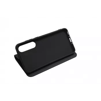 JUST MUST JM Stand Flip Case do Samsung Galaxy A35 5G, czarny – etui portfelowe z PU skóry z kieszeniami na karty i podstawką