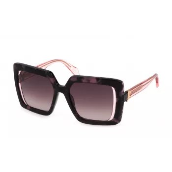 Okulary przeciwsłoneczne JUSTCAVALLI damskie SJC027-5309SJ - czarna kwadratowa oprawka z szarymi soczewkami gradientowymi - 53 mm