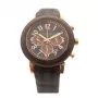 K&BROS Unisex Zegarek Kwarcowy Analogowy 9427-4-710 43mm Stal Nierdzewna Czarna Tarcza Skórzany Pasek