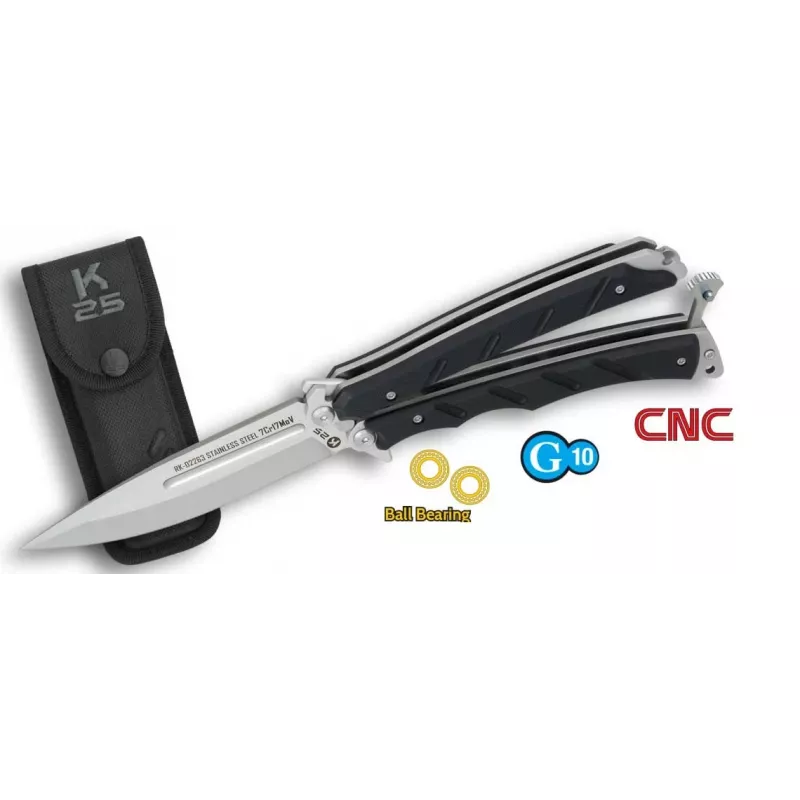 K25 02263 Balisong Nóż Motylkowy Ostrze CNC Łożysko Kulkowe