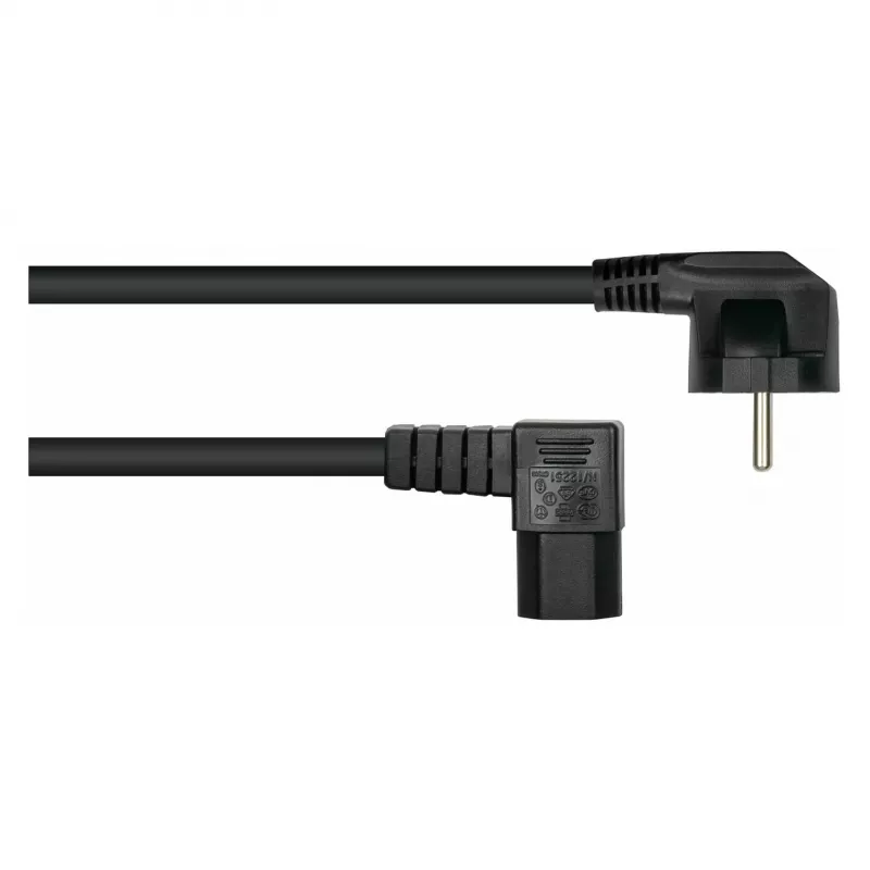 Kabelmeister 3m Power Cord, CEE 7/7 Schuko do IEC C15, 90° Kątowy, Czarny