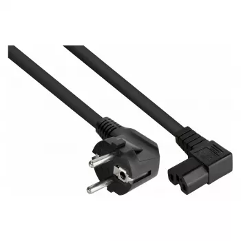 Kabelmeister 3m Power Cord, CEE 7/7 Schuko do IEC C15, 90° Kątowy, Czarny