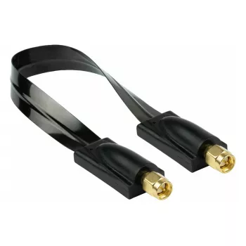 Kabelmeister Koncentryczny kabel przelotowy okienny HF SMA męski do SMA męski, 0,2 m, 50 Ohm, przezroczysty