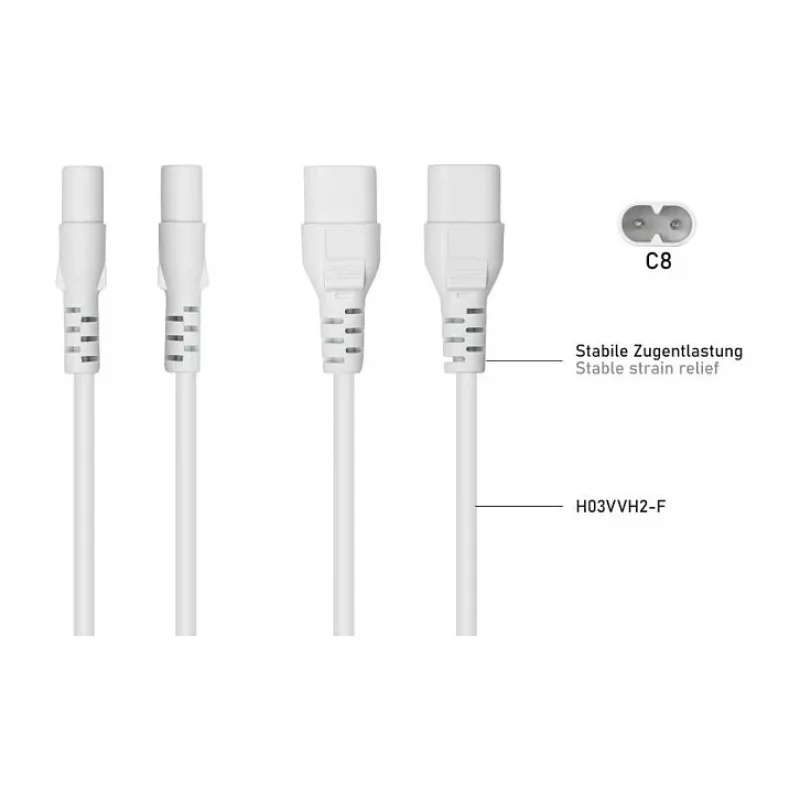 Kabelmeister Euro Extension Cable C8 Socket to C7 Plug 0.2m Black