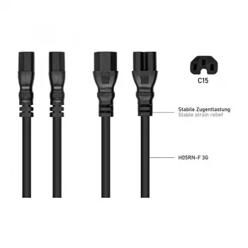 Kabelmeister IEC C14 do C15 Przewód zasilający 3m (SK1450-S030) – Czarny
