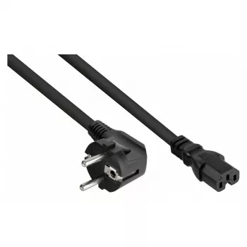 Kabelmeister Kabel zasilający z wtyczką Schuko kątową 90° do gniazda C15, 3m, czarny