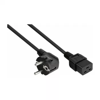 Kabelmeister Schuko (CEE 7/4) do C19 Power Cable, 1m, 90° Kątowy, Czarny