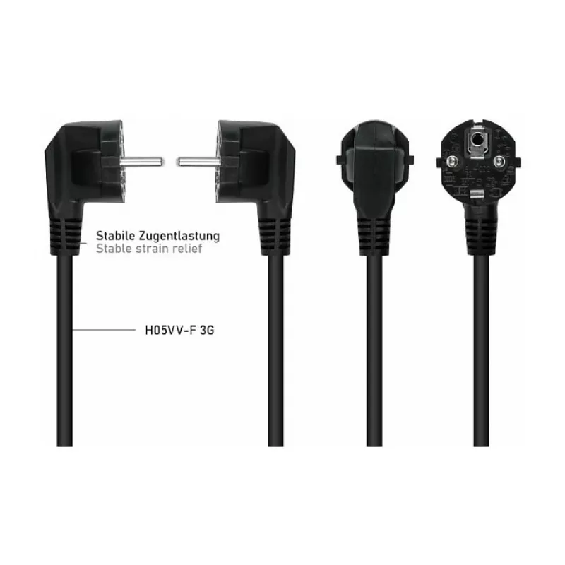 Kabelmeister Wtyczka Schuko (kąt 90°) do 2x IEC C13 Przewód rozgałęźny Y, 2m, Czarny