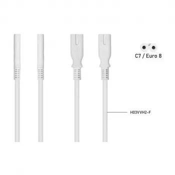 KABELMEISTER SK0877-W003 Przewód rozdzielacz zasilania IEC C8 na 2x IEC C7, 0,3 m, czarny