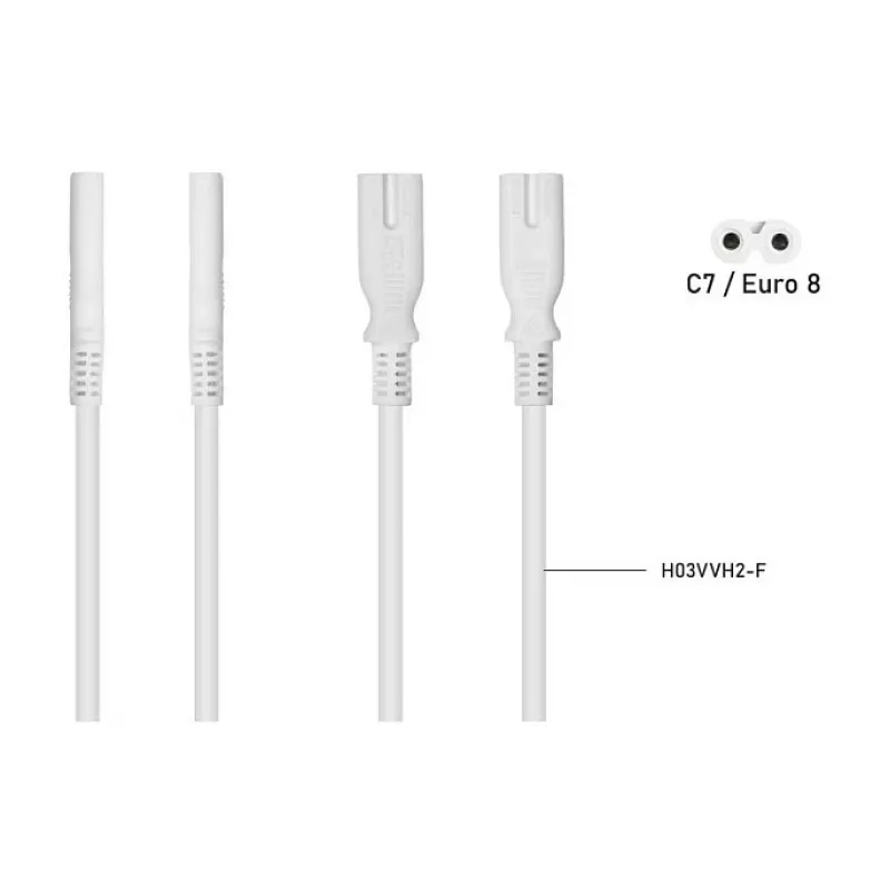 KABELMEISTER SK0877-W003 Przewód rozdzielacz zasilania IEC C8 na 2x IEC C7, 0,3 m, czarny