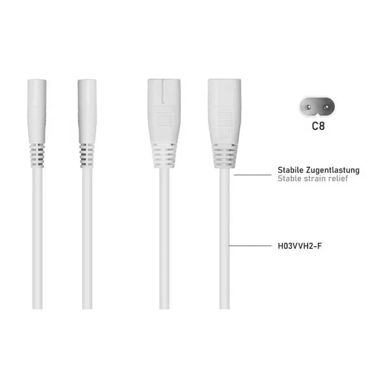 KABELMEISTER SK0877-W003 Przewód rozdzielacz zasilania IEC C8 na 2x IEC C7, 0,3 m, czarny