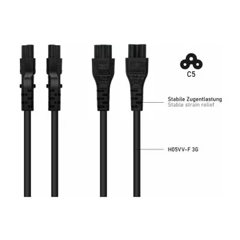 Kabelmeister SK6505-S018 Przewód zasilający AC - wtyczka włoska typu I do IEC C5, czarny, 1,8 m